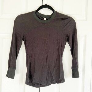 Free People Black Fitted Ribbed Long Sleeve Shirt Women's Size X-Small XS